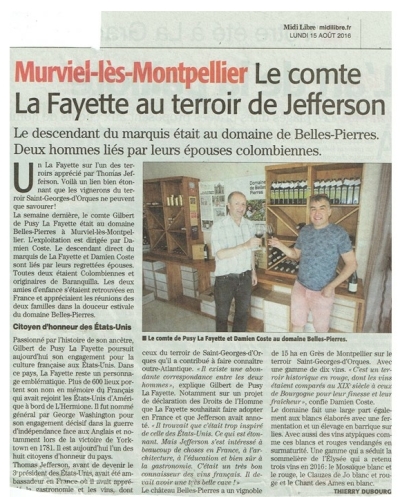 Le comte La Fayette au terroir de Jefferson